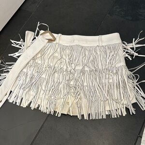 White Fringe Mini Skirt and belt
